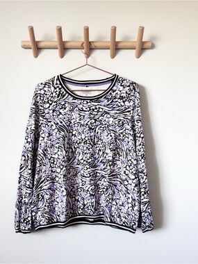 Olsen Lavender Floral-Print Long Sleeve Top